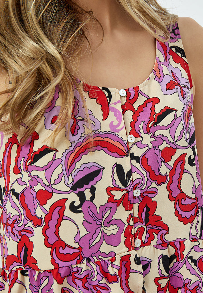 Desires Delilah Sleeveless Top Top 0011P Gardenia Print