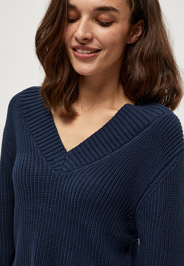 Peppercorn Destina V-Neck Knit Pullover Pullover 1550 NAVY