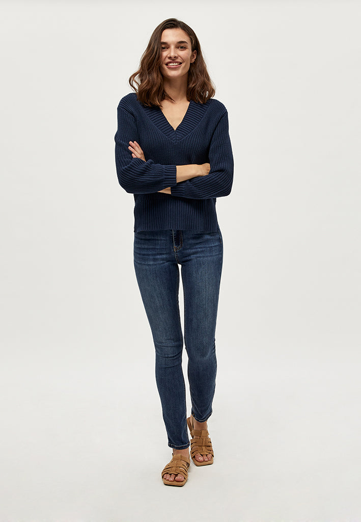 Peppercorn Destina V-Neck Knit Pullover Pullover 1550 NAVY