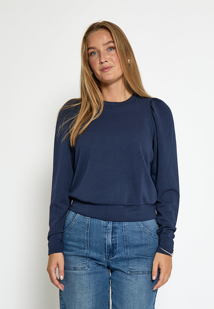 Peppercorn Dicette Puff Sweat Sweatshirt 1550 NAVY