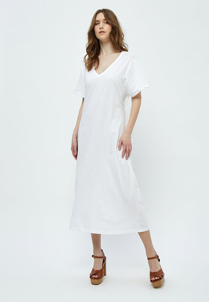 Desires Dina GOTS Short Sleeve Midcalf Dress Dress 0001 White
