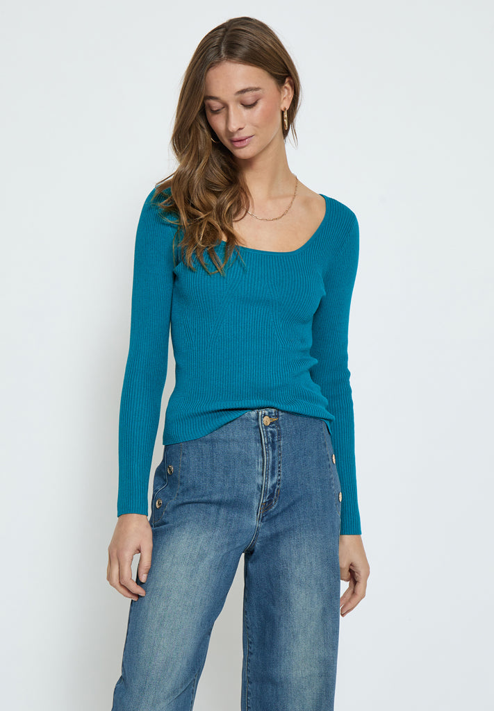 Desires Eanna Long Sleeve Knit Pullover Pullover 1176 Crystal Teal