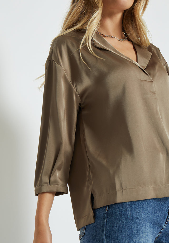 Desires Elke V-Neck 3/4 Sleeve Blouse Blouse 5213 IRON