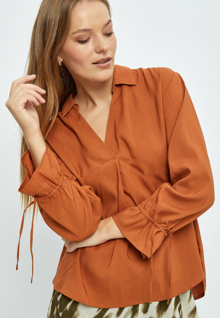 Desires Elvan V-Neck Long Sleeve Blouse Blouse 5351 Glazed Ginger