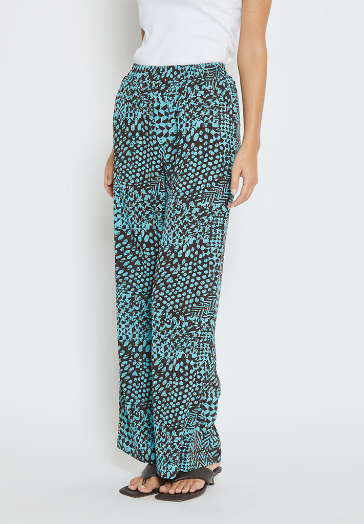 Desires Enur High Waisted Wide Leg Pant Pant 1176P Crystal Teal Print