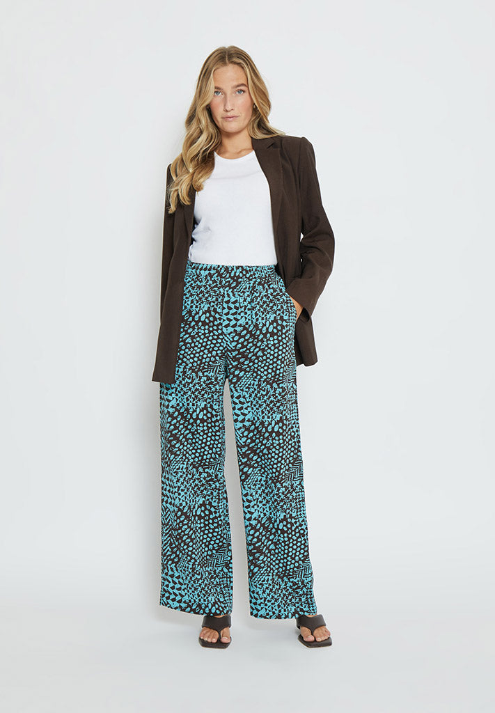 Desires Enur High Waisted Wide Leg Pant Pant 1176P Crystal Teal Print