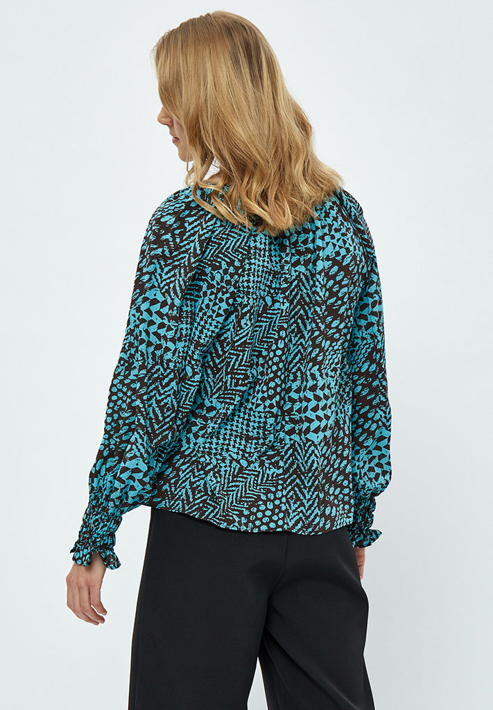 Desires Enur Long Sleeve Blouse Blouse 1176P Crystal Teal Print