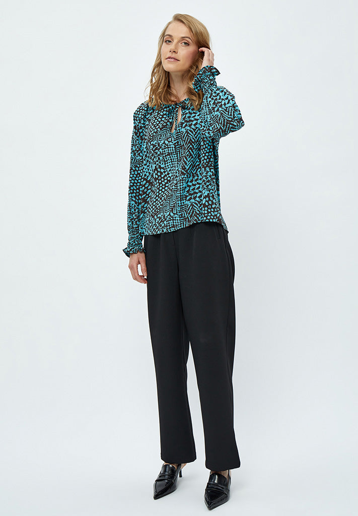 Desires Enur Long Sleeve Blouse Blouse 1176P Crystal Teal Print