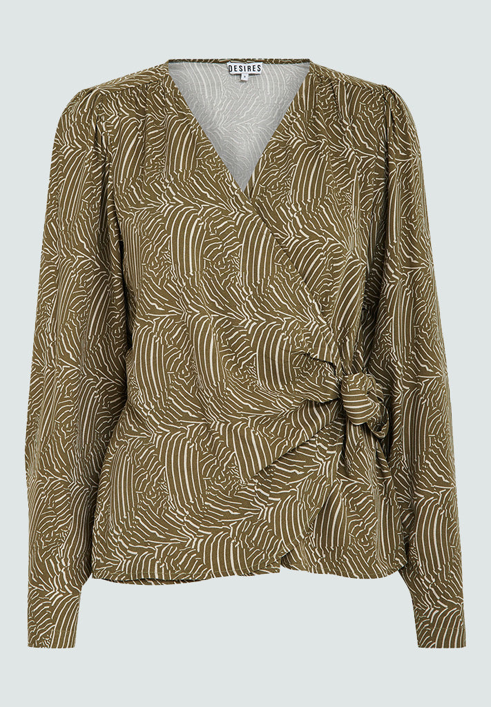 Desires Evista Long Sleeve Wrap Blouse Blouse 5168P Beech Green PR