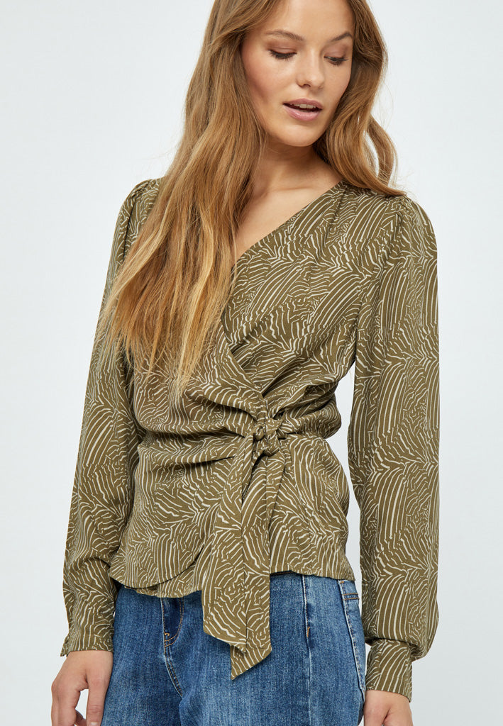 Desires Evista Long Sleeve Wrap Blouse Blouse 5168P Beech Green PR