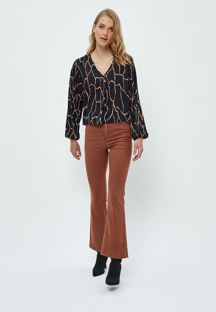 Desires Fenja Long Sleeve Blouse Blouse 9000P Black Print