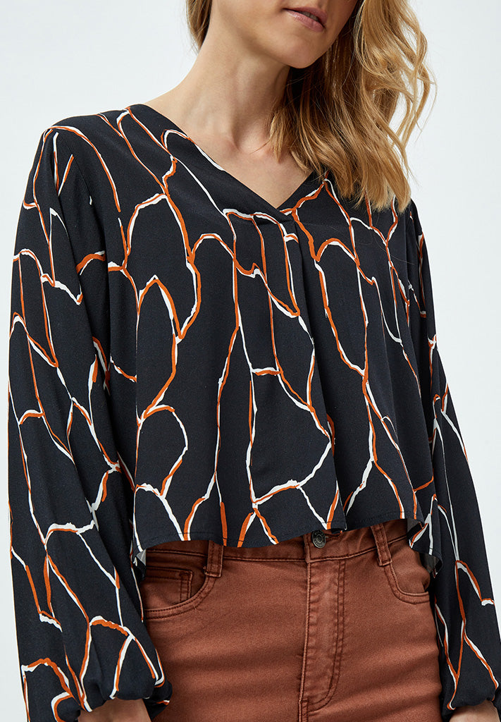 Desires Fenja Long Sleeve Blouse Blouse 9000P Black Print