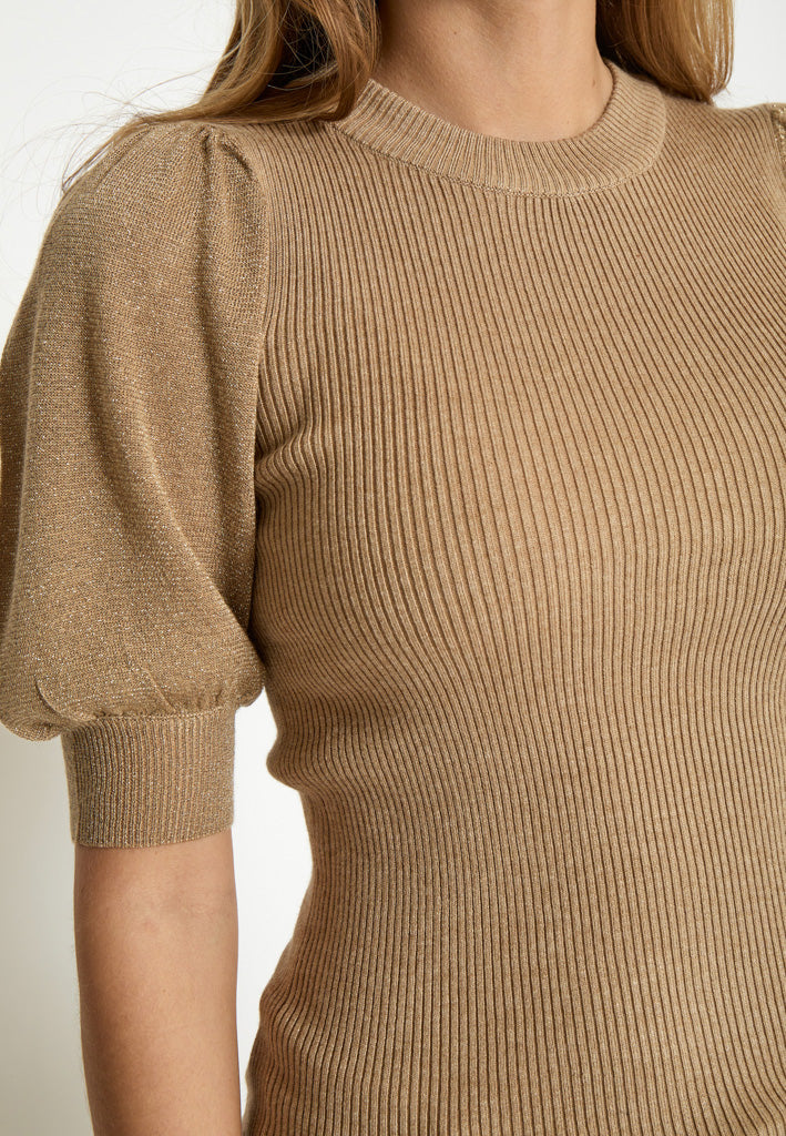 Minus Fine Short Sleeve Knit Pullover 0312M Tan Melange