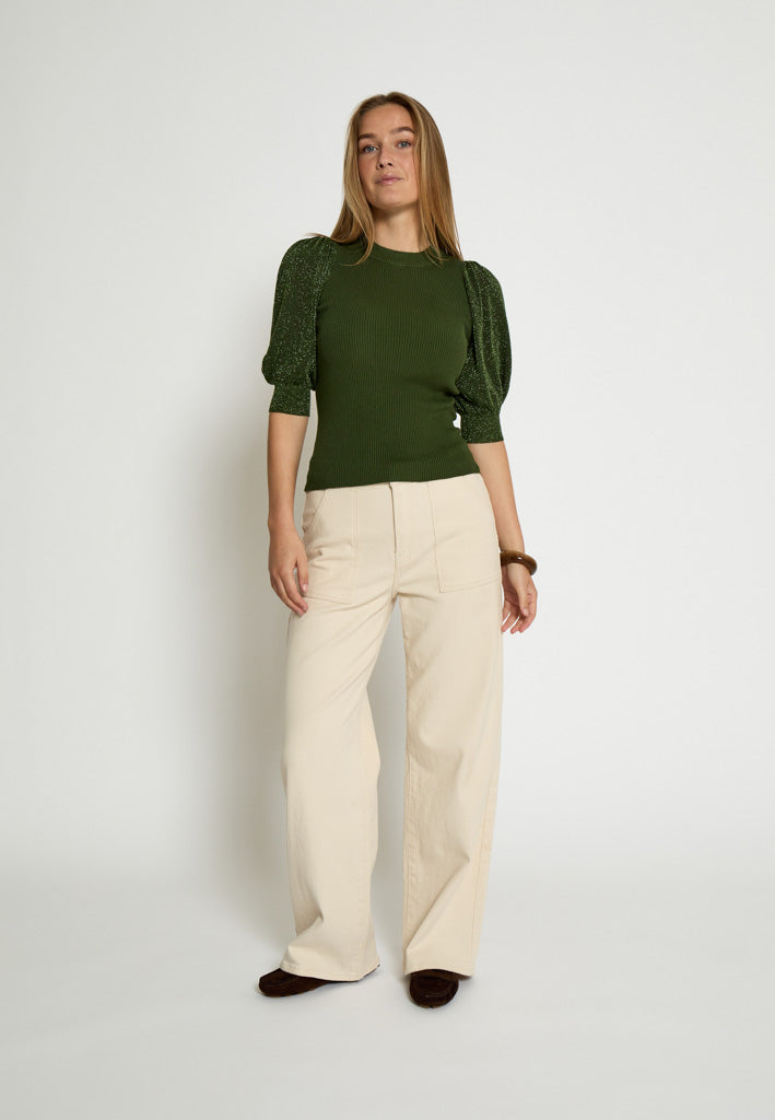 Minus Fine Short Sleeve Knit Pullover 3835 Rifle Green