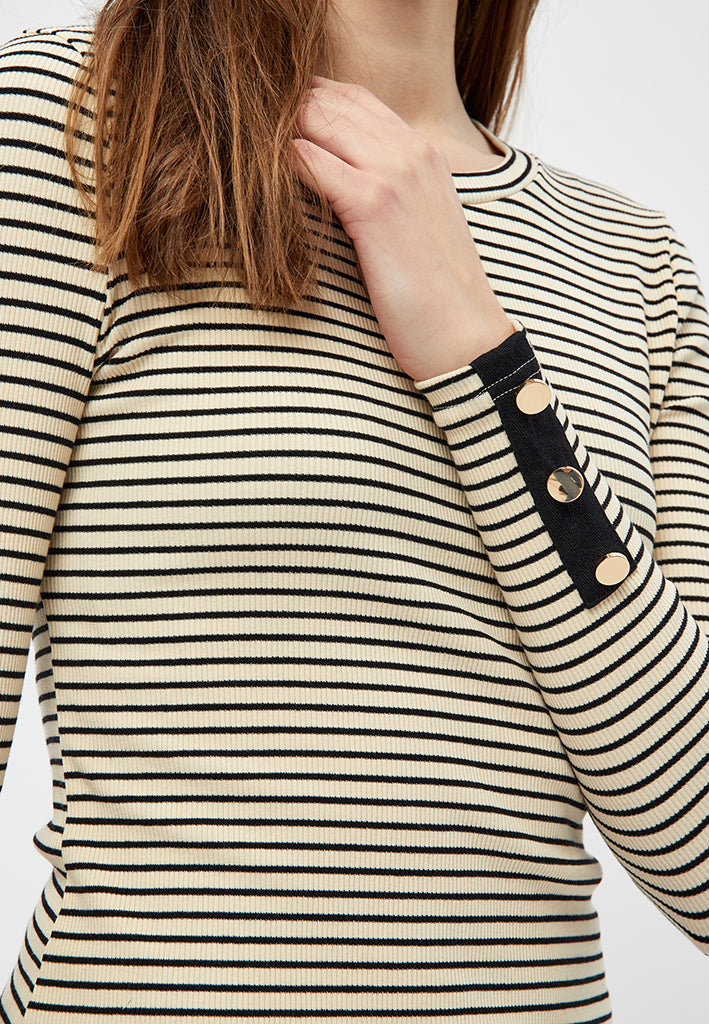 Desires Jamela Long Sleeve Tee T-Shirt 0011S Gardenia Stripe