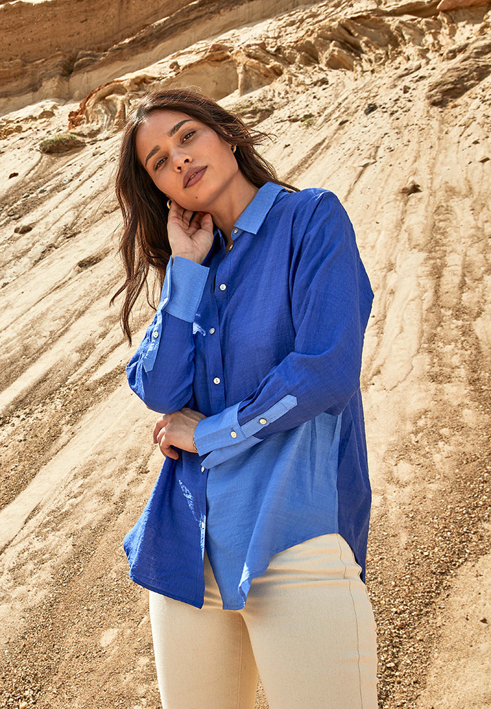 Peppercorn Lene Long Sleeve Shirt Curve Shirt 1340 Horizon Blue