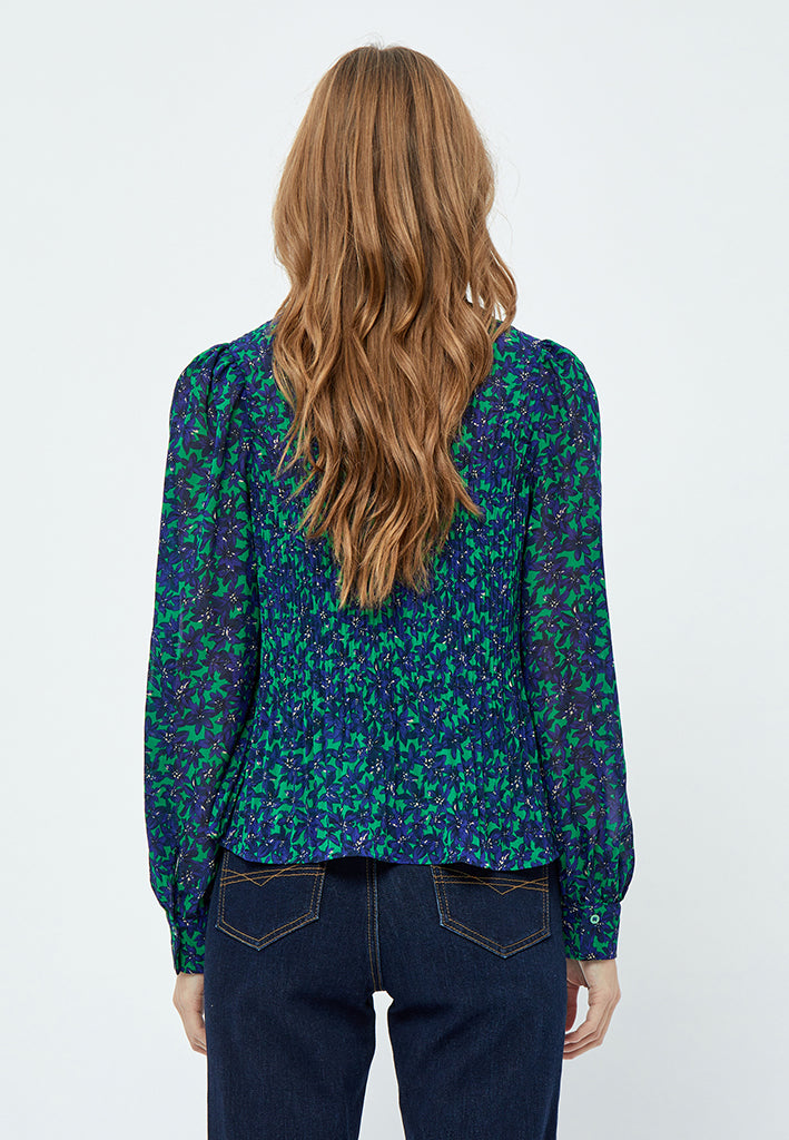 Peppercorn Levi Plisse Blouse Blouse 3186P Foliage Green Print