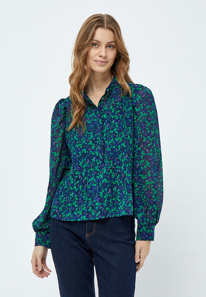 Peppercorn Levi Plisse Blouse Blouse 3186P Foliage Green Print