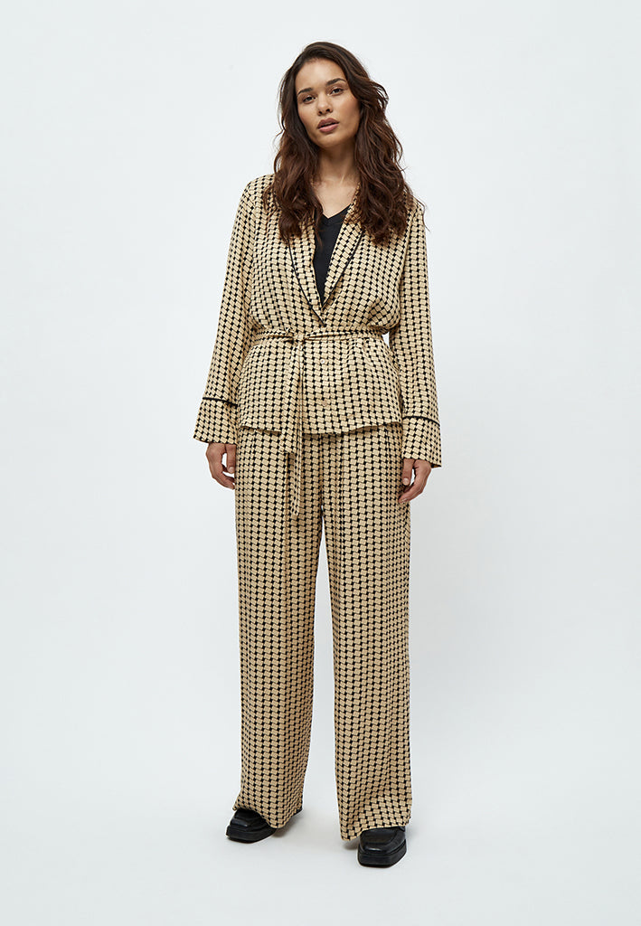 Peppercorn Lykke V-neck Shirt Jacket Shirt 0273P Warm Sand Print