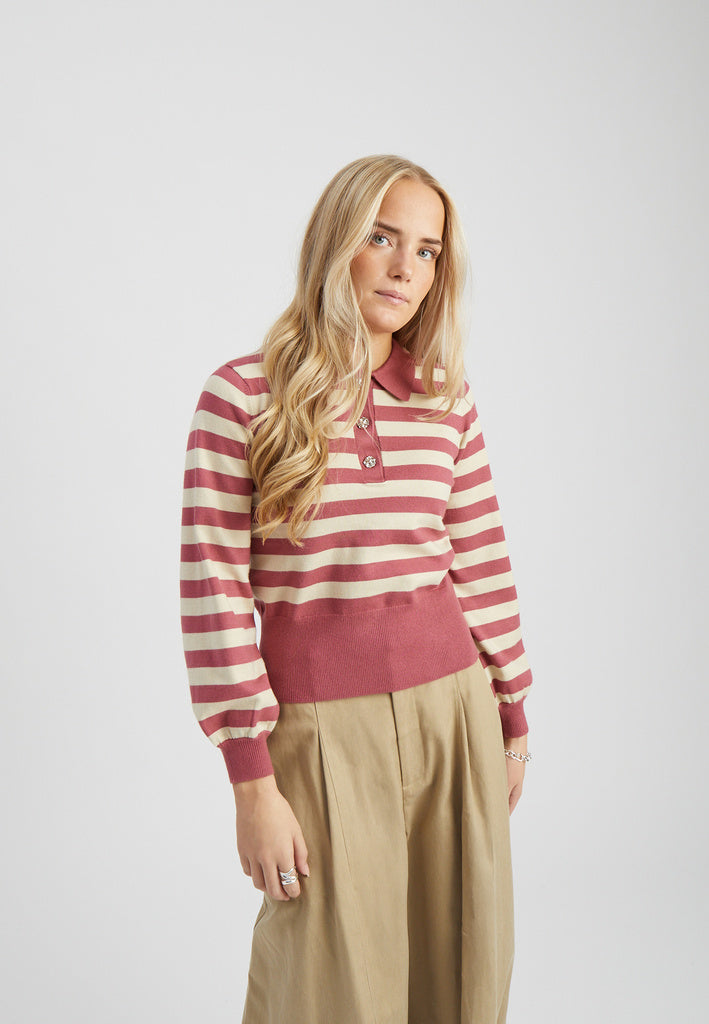 Minus Aliana strikbluse - Roan Rouge Stripe