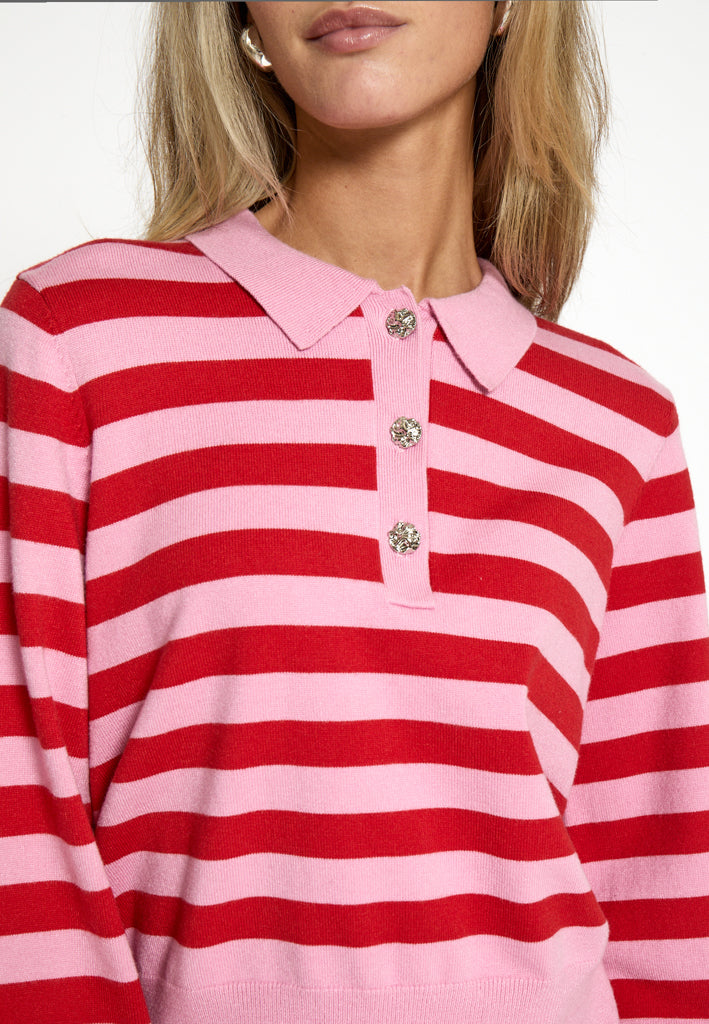 Minus MSAliana Knit Pullover Pullover 4088S Red/Pink Stripe