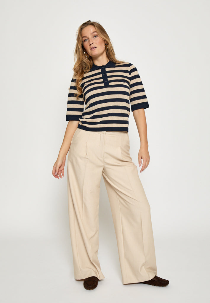 Minus MSAlice Knit T-Shirt Pullover 542S Black Iris Stripe