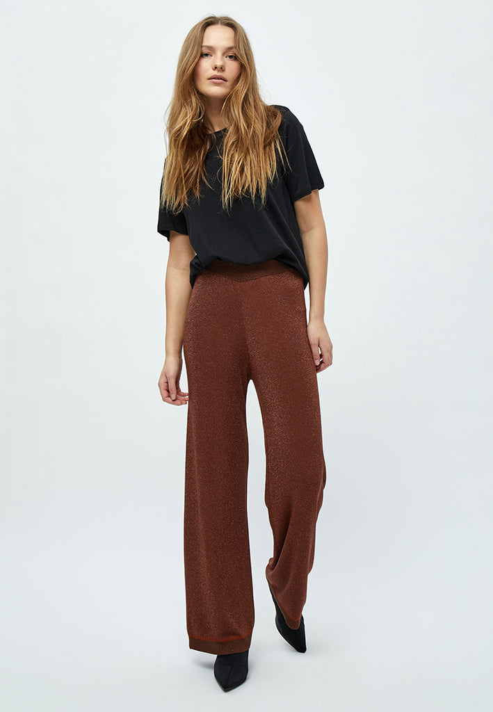 Minus MSAllie Metallic Knit Pants Pant 5049MET Dark Cinnamon Brown Metallic