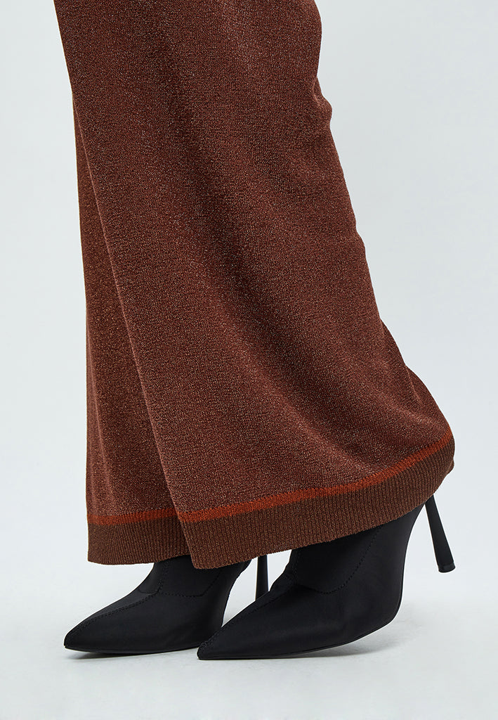 Minus MSAllie Metallic Knit Pants Pant 5049MET Dark Cinnamon Brown Metallic