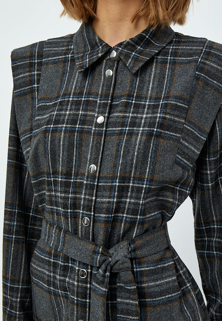 Minus MSAshanti Shirt Jacket Jacket 9454C Slate Brown Checked