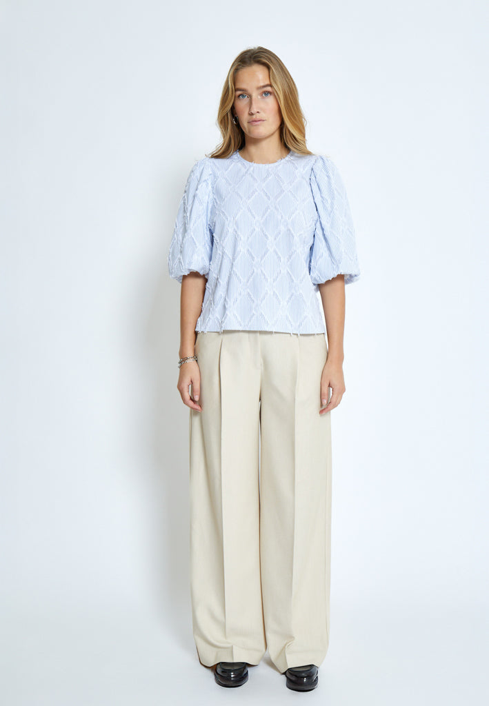 Minus MSAstra Short Sleeve Blouse Blouse 1048S Ice Blue Stripe