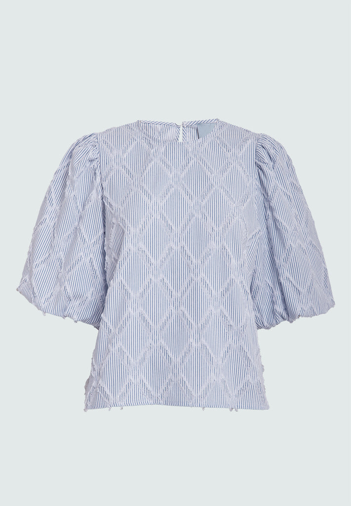 Minus MSAstra Short Sleeve Blouse Blouse 1048S Ice Blue Stripe