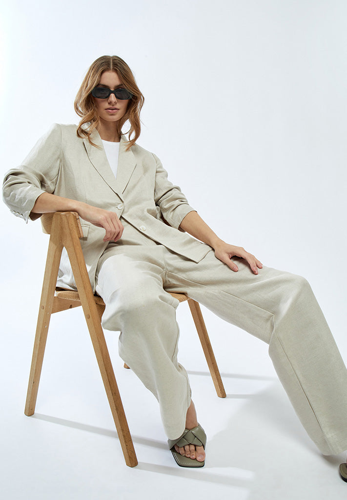 Minus MSAuguste Linen Blazer Blazer 353M Nomad Sand Melange