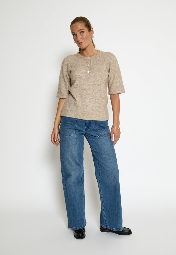 Minus MSAurelia Knit T-Shirt Pullover 331M String Melange