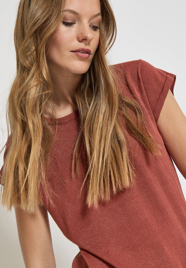 Minus MSCarlina Knit T-Shirt T-Shirt 6990MET Barn Red Met.