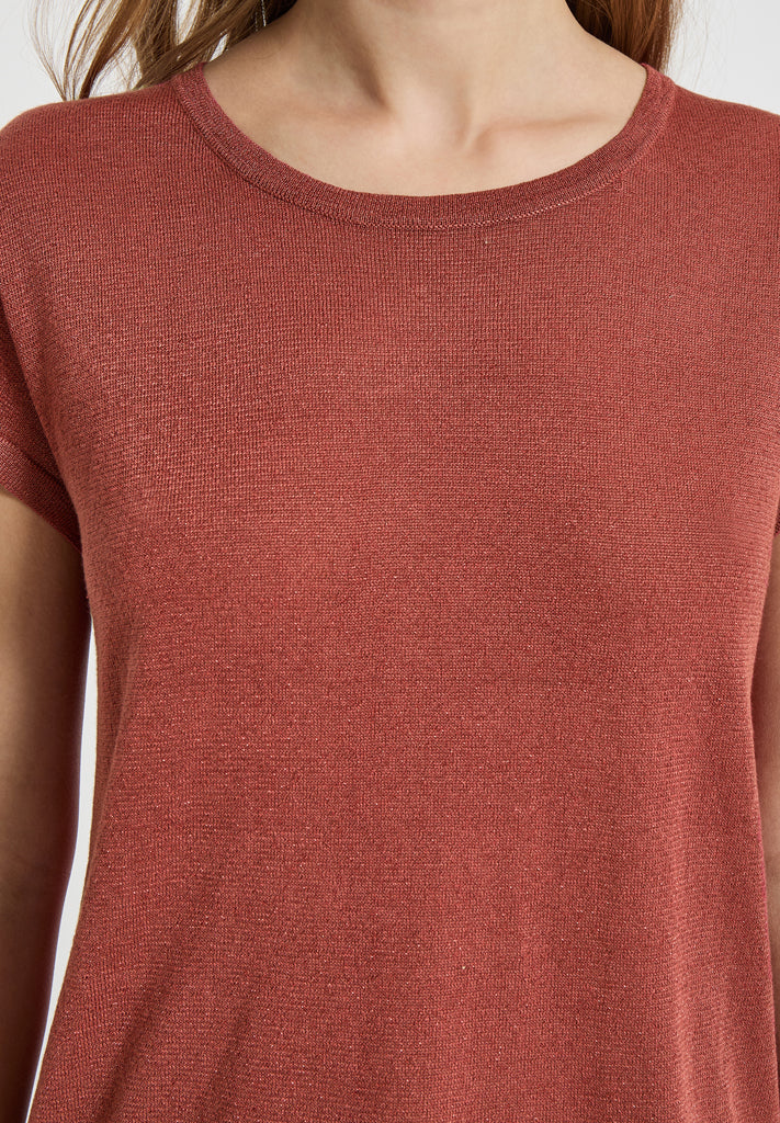 Minus MSCarlina Knit T-Shirt T-Shirt 6990MET Barn Red Met.