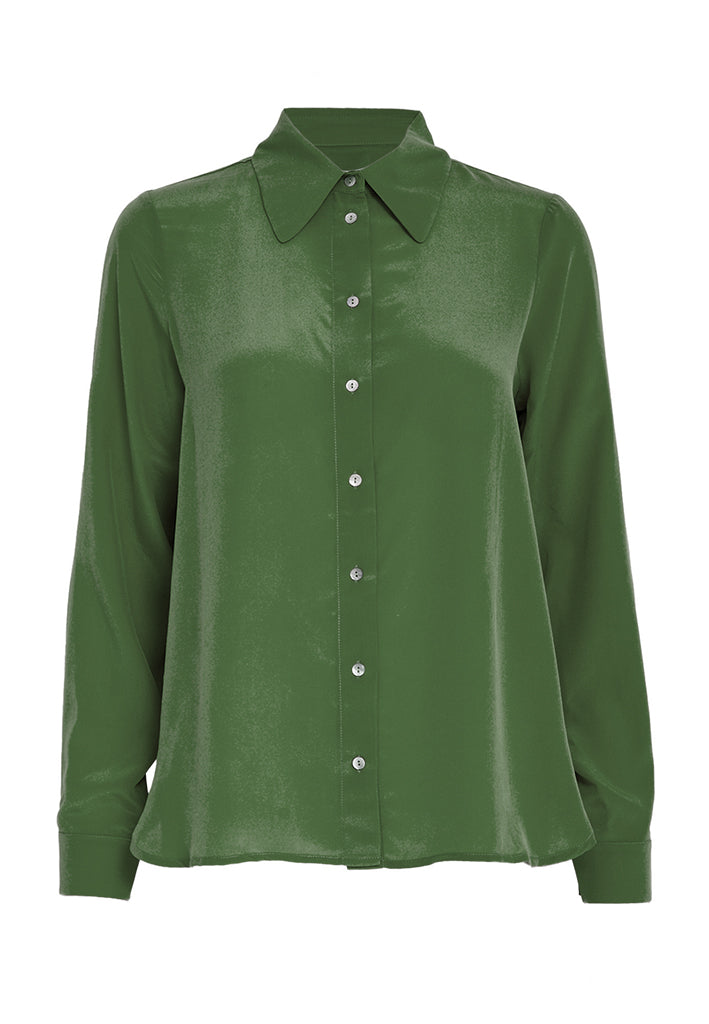 Minus MSCaty Silk Shirt Shirt 3835 Rifle Green