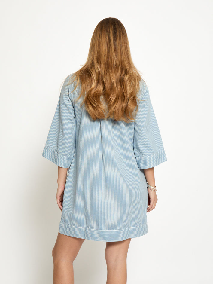 Minus MSChanni Short Dress Dress 001S Light denim Strip.