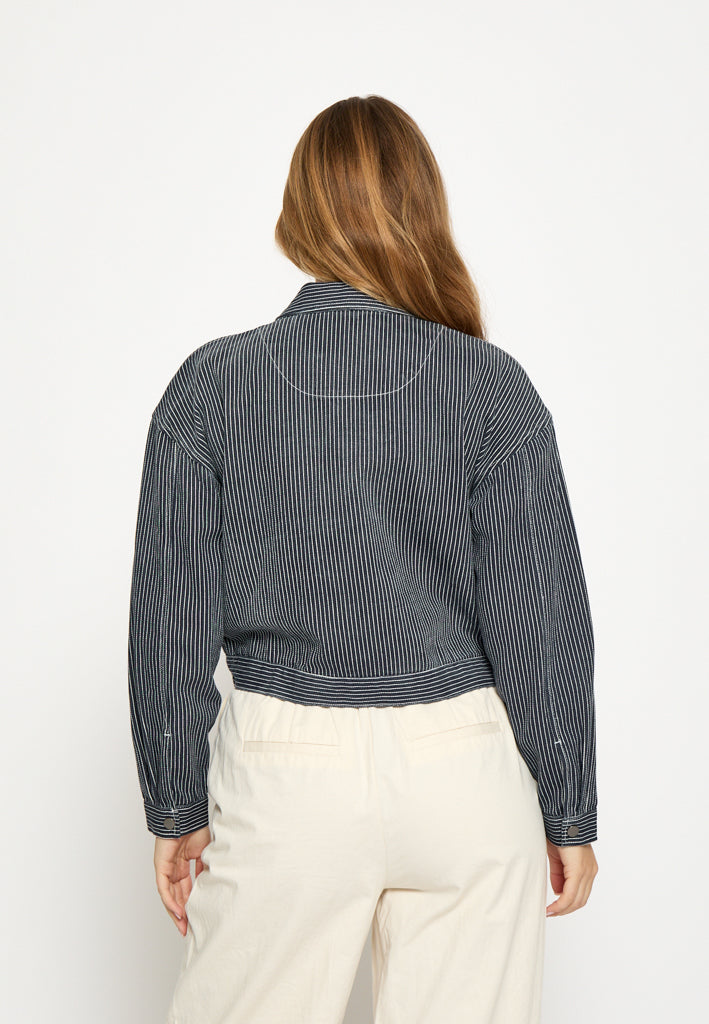 Minus MSChanni Short Jacket Jacket 537S Dark Denim Stripe