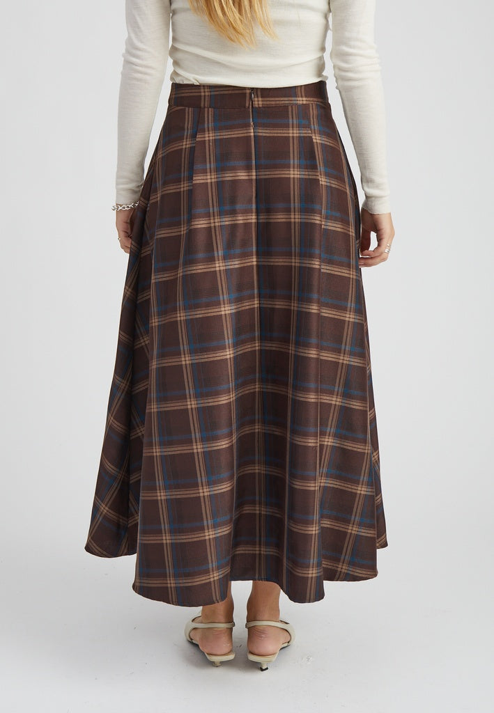 Minus MSChristel Midi Skirt Skirt 3681C Tiramisu Checked