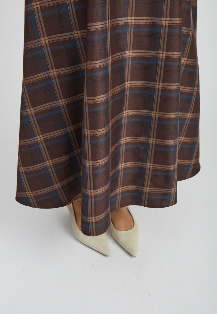 Minus MSChristel Midi Skirt Skirt 3681C Tiramisu Checked
