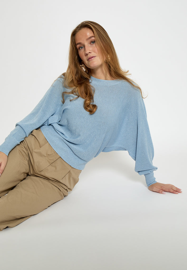 Minus MSDana Metallic Bat Sleeve Pullover Pullover 2284MET Skyway Blue Metal.