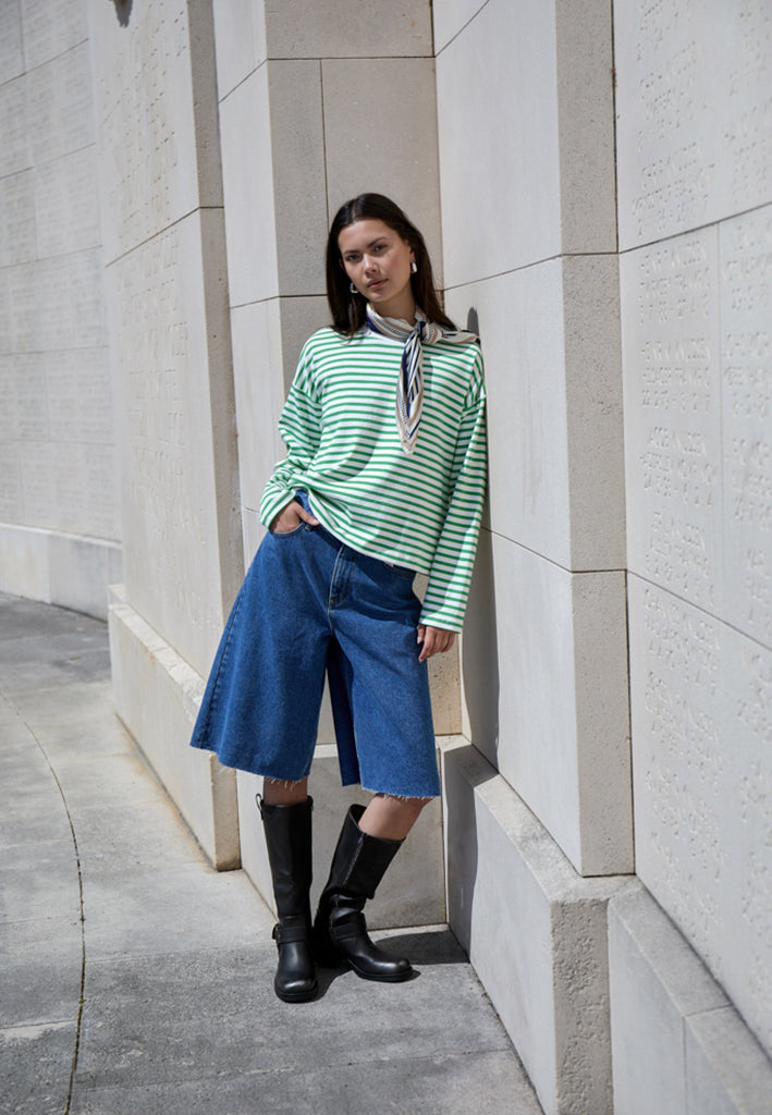 Minus MSDenisa Striped Long Sleeve T-shirt T-Shirt 3032S Greenbriar Stripe