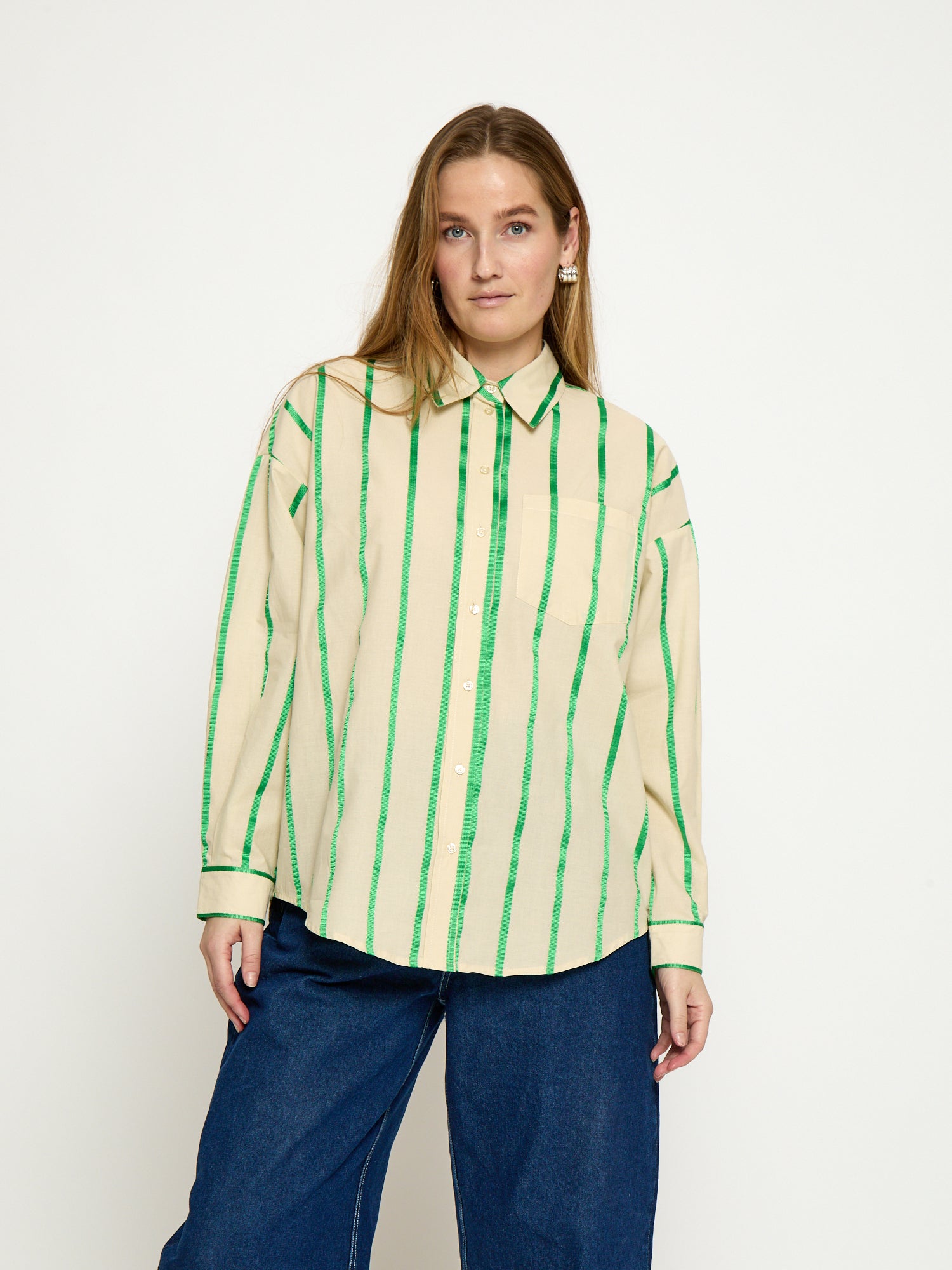 Minus MSEleni Oversize Shirt Shirt 3032S Greenbriar Stripe