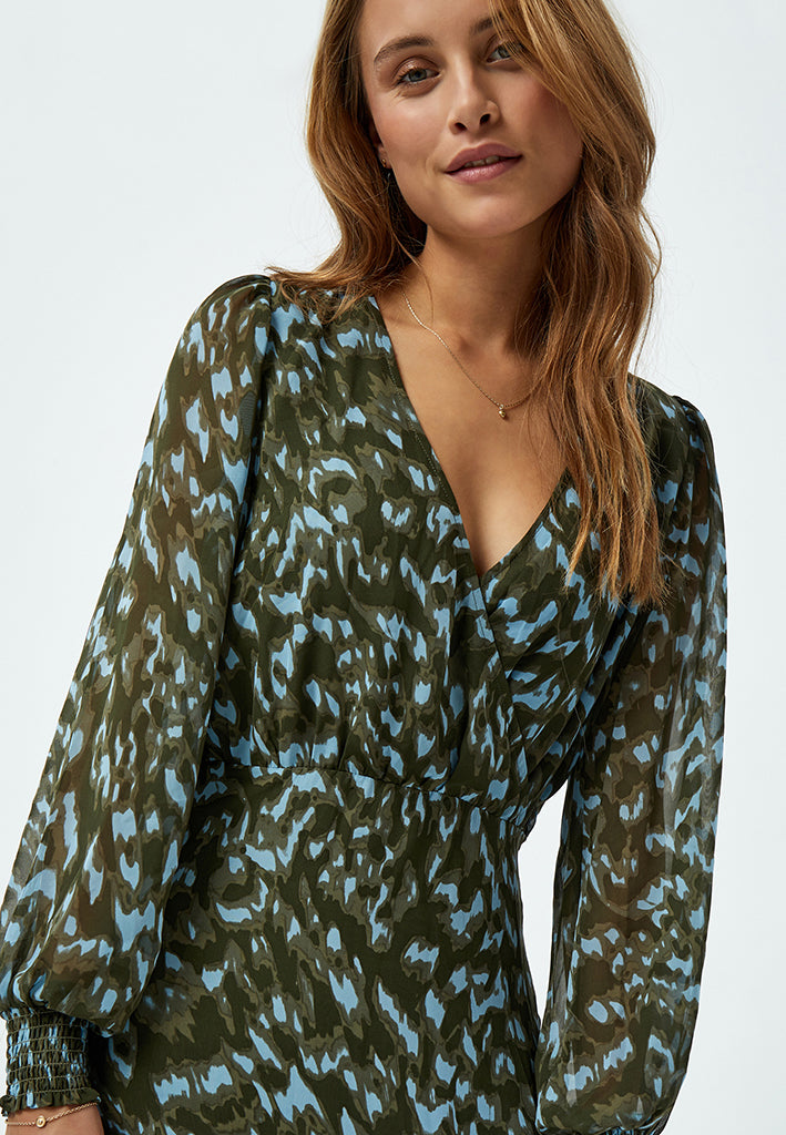 Minus MSEria Short Wrap Dress Dress 3797P Ivy Green Print