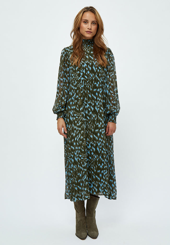 Minus MSEria Smock Long Dress Dress 3627P Grape Leaf Print