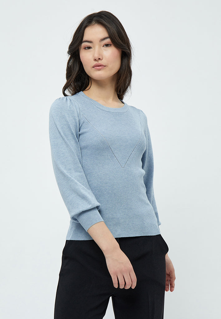 Minus MSGalvia 3/4 Sleeve Knit Pullover Pullover 500M Dusty Blue Melange