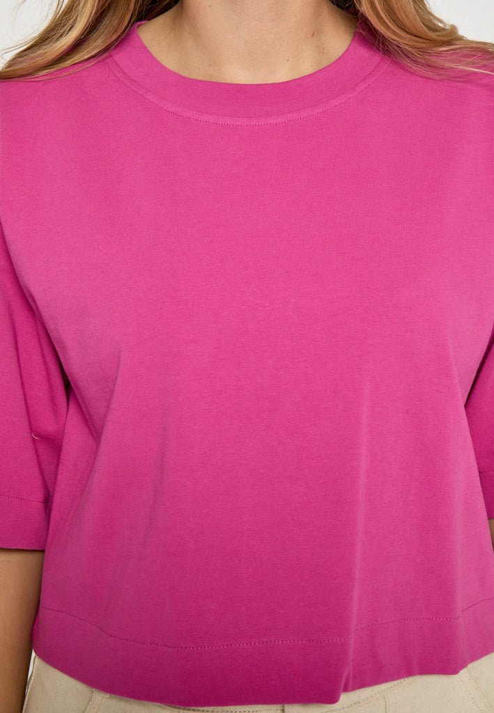 Minus MSGamma Cropped GOTS T-shirt T-Shirt 0474 Rose Violet