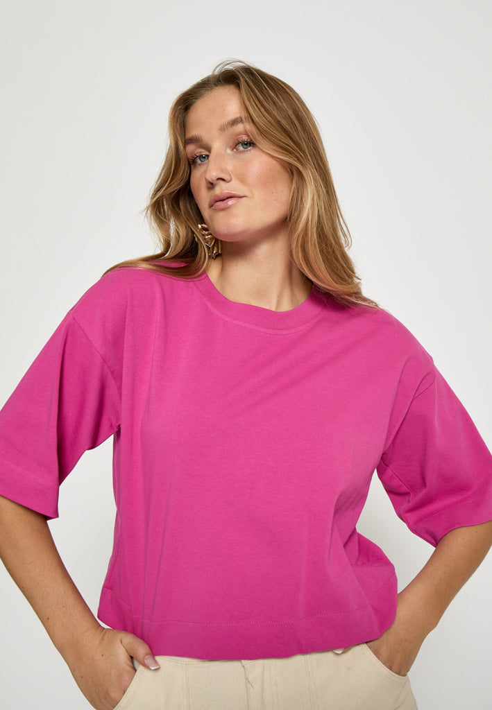 Minus MSGamma Cropped GOTS T-shirt T-Shirt 0474 Rose Violet