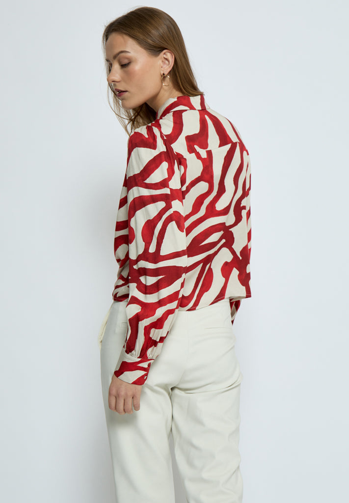 Minus MSJassie Tie Shirt Shirt 6990P Barn Red Print