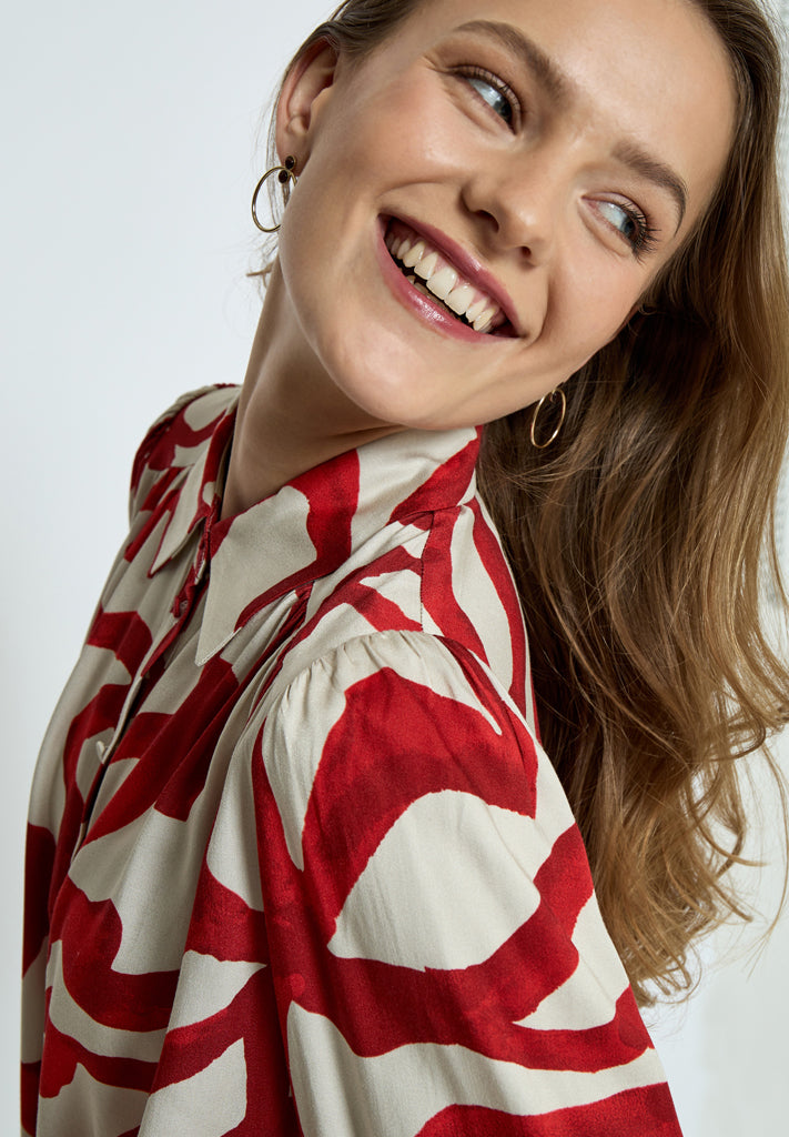 Minus MSJassie Tie Shirt Shirt 6990P Barn Red Print